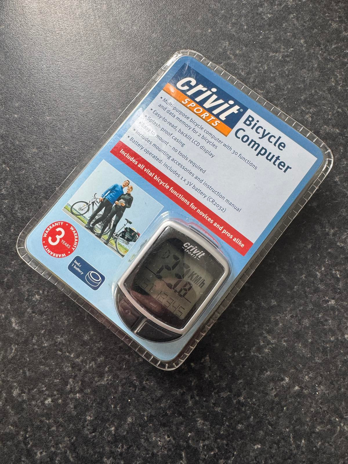 Crivit Sports Bicycle Computer – 30 Functions with Backlit LCD- New & Sealed