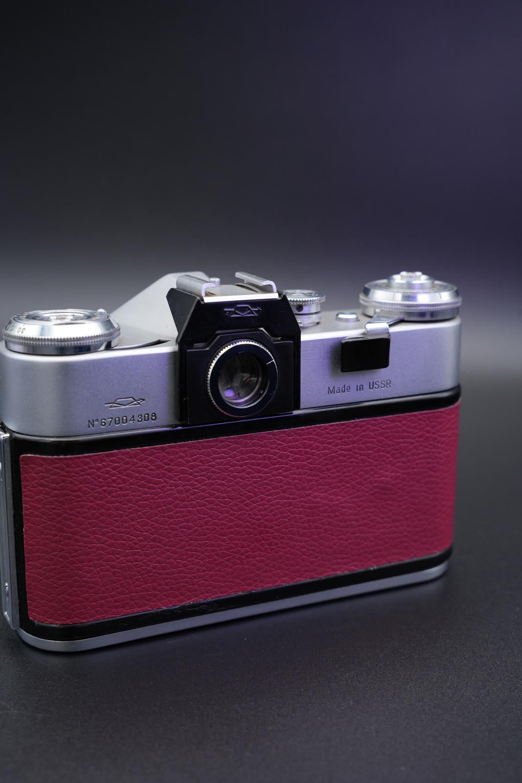 Zenit-E 35mm Vintage 60's Film Camera Faux Burgundy Leather + Zeiss 50mm Working