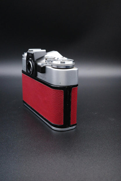 Zenit-E 35mm Vintage SLR Film Camera – Burgundy Faux Leather - Spares or Reapir