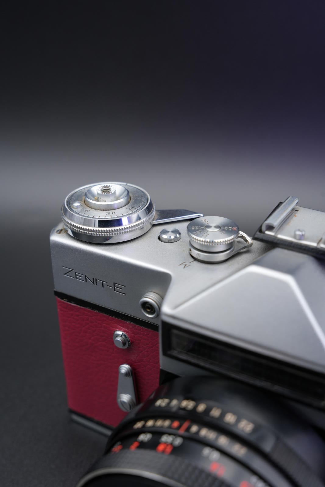 Zenit-E 35mm Vintage 60's Film Camera Faux Burgundy Leather + Zeiss 50mm Working