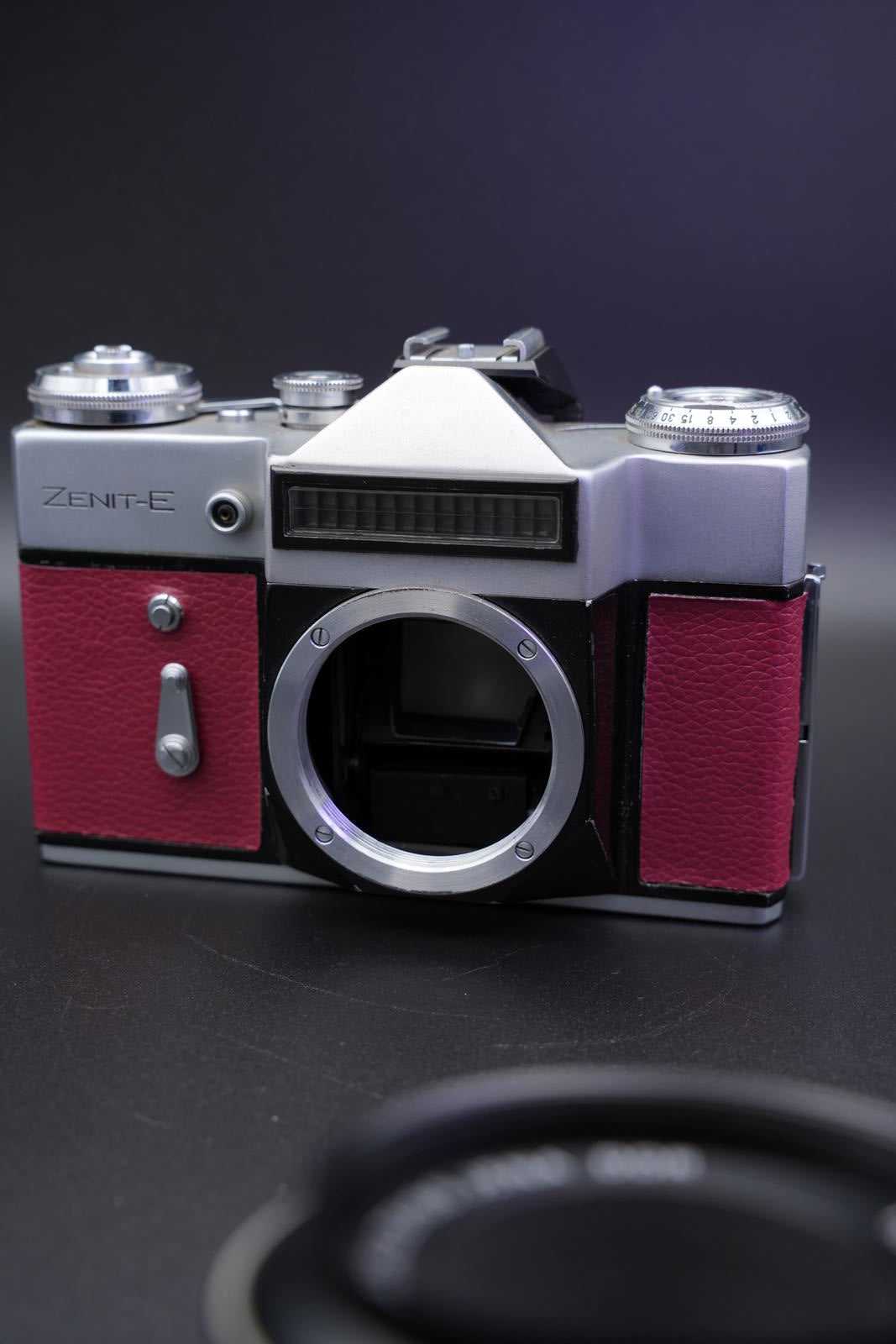 Zenit-E 35mm Vintage 60's Film Camera Faux Burgundy Leather + Zeiss 50mm Working