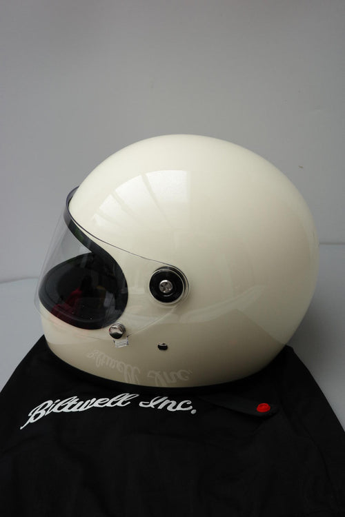 Biltwell Inc Gringo S - Gloss Cream Helmet with Microfibre Carry Bag - Medium