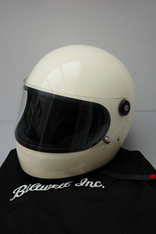 Biltwell Inc Gringo S - Gloss Cream Helmet with Microfibre Carry Bag - Medium