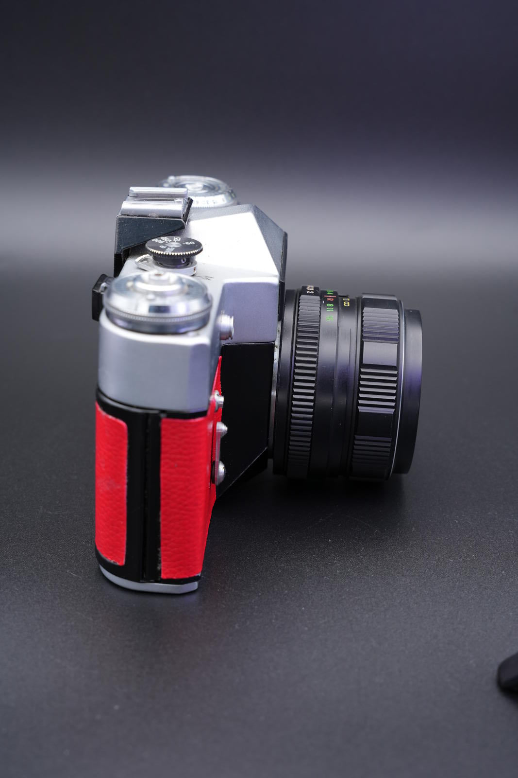 Zenit-E 35mm Vintage 1960's Film Camera With Custom Red Leather + Helios-44M-4