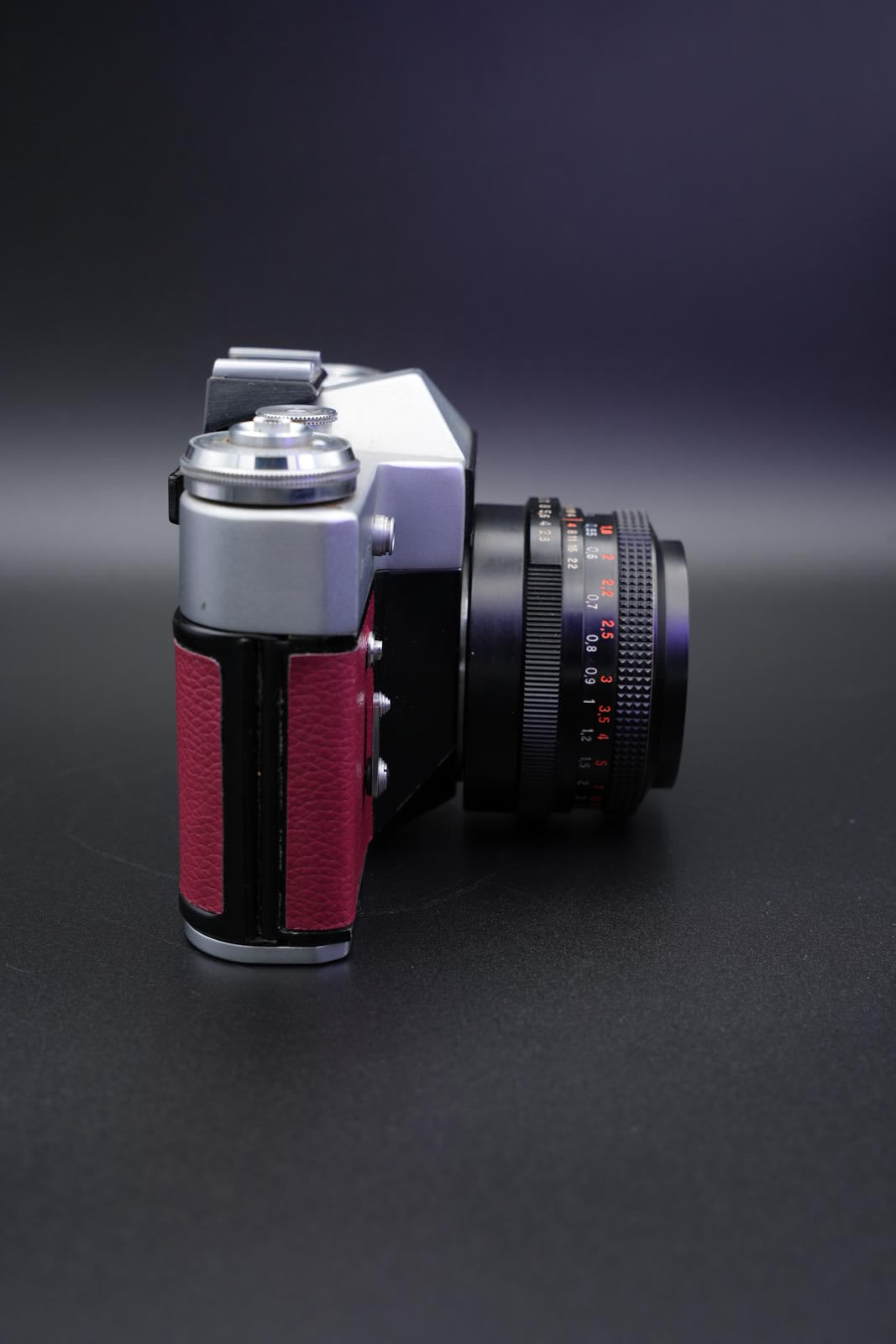 Zenit-E 35mm Vintage 60's Film Camera Faux Burgundy Leather + Zeiss 50mm Working